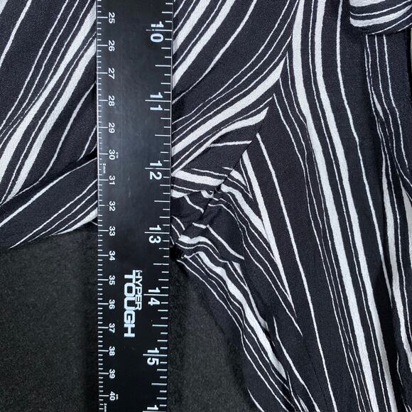 Express Womens Pants Black White Striped Wide Leg High Rise Belted Flowy 2R - Picture 8 of 13